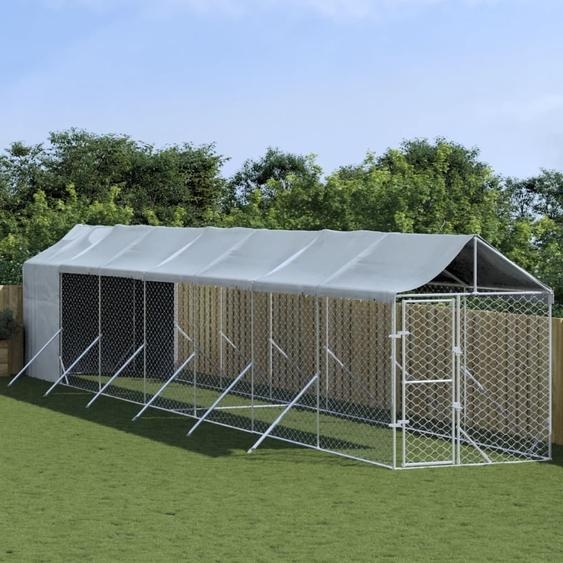 Simple chenil extérieur avec toit Argenté 2x14x2,5 m Acier galvanisé - 4311155