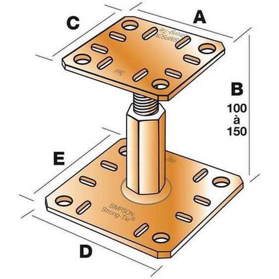 Simpson Strong Tie - Pied de poteau réglable prêt-à-fixer simpson - kit complet avec fixations - kit fix pprc