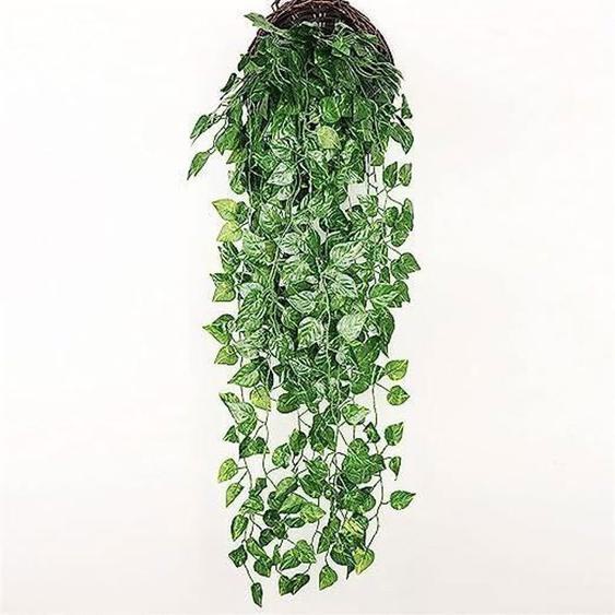 Simulation feuille de radis vert plante en plastique fleur artificielle vignes décoratives 210cm 2 pièces