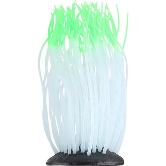Simulation lac artificiel silicone anémone corail bijoux pour aquarium -décor réservoir à poissons (vert)