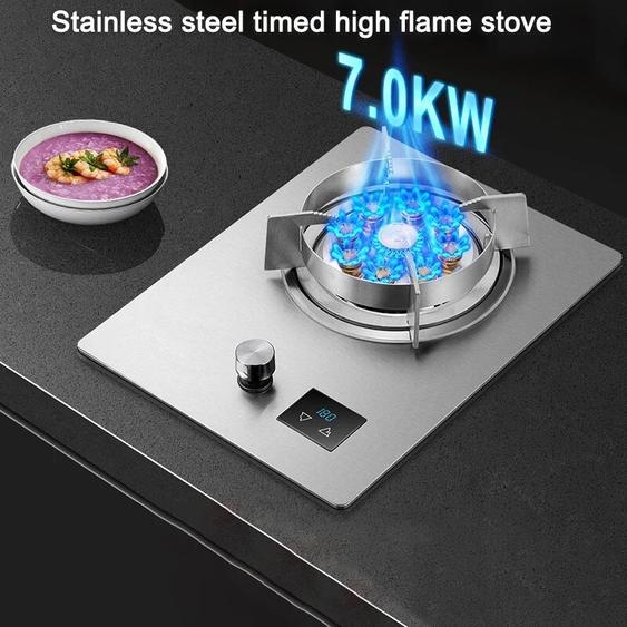 Sincas Cuisinière à gaz cuisinière simple ménage bureau gaz liquéfié cuisinière à gaz naturel intégré en acier inoxydable poêle à feu féroce brûleur poêle