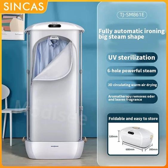 Sincas Sèche-linge électrique avec télécommande intelligente, fer UV pliable, machine à repasser automatique multifonctionnelle, vapeur, 220V, 900W
