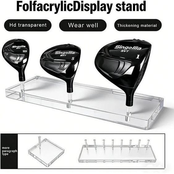 singelila Nouveau support de présentation en acrylique transparent 2025 pour têtes de clubs de golf et poignées de clubs de golf