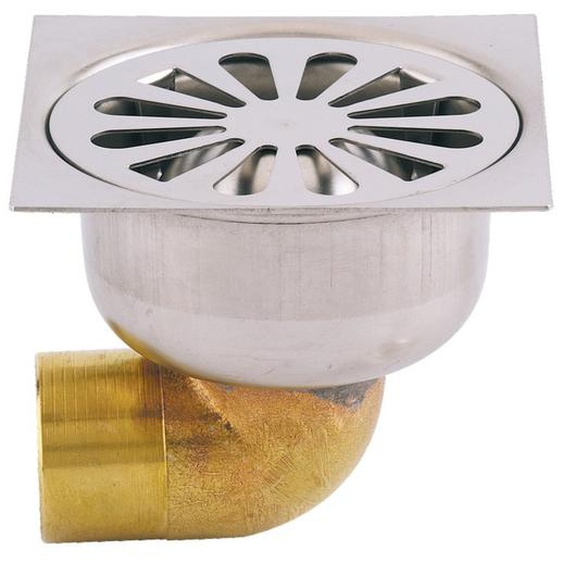 Siphon de sol grille inox sortie horizontale 100x100mm D90mm - VALENTIN - 00 460100 000 00