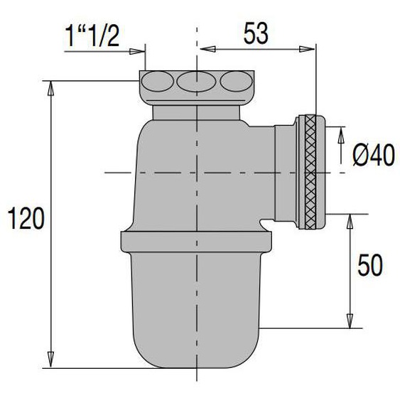 Siphon evier non réglable sortie D40 laiton brut - VALENTIN - 36620000900