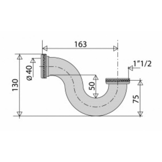 Siphon tube pour baignoire sortie orientable D40mm - VALENTIN - 00 255300 009 00