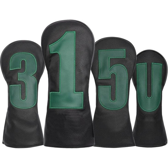 Siranlive Cuir PU noir 1 3 5 U brodé tête de Club de Golf pilote Fairway bois hybride UT couvertures