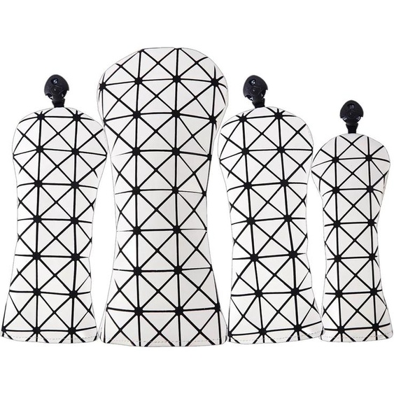 Siranlive Ensemble de couvre-têtes en cuir de qualité supérieure au Laser blanc, couvre-chef de Club de Golf pour conducteur Fairway, couvre-têtes hybrides en bois avec étiquettes numériques