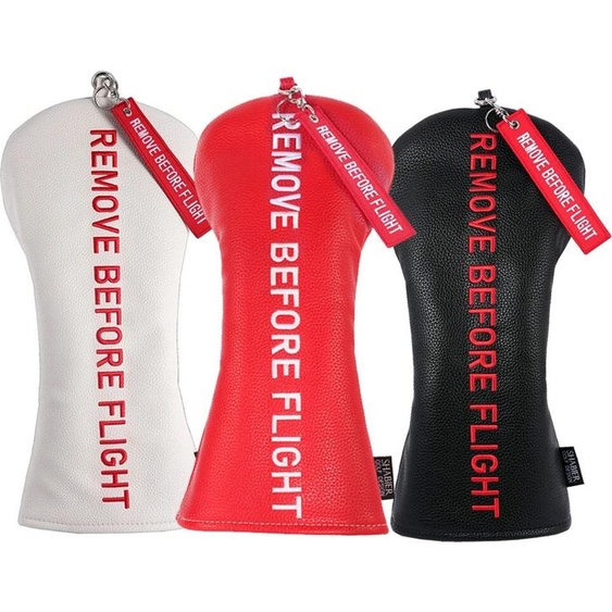 Siranlive Juste de sauna de golf brodée en cuir PU rouge, housses de conducteur, ENLEVER AVANT LE VOL, 420cc, 460cc