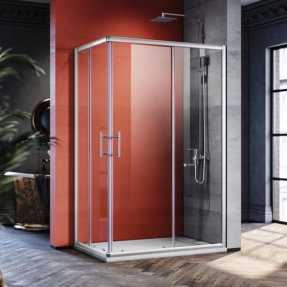 SIRHONA Cabine de douche Entrée dangle Porte coulissante Verre trempé 6mm Installation réversible Profils An aluminium - 100x120x185cm
