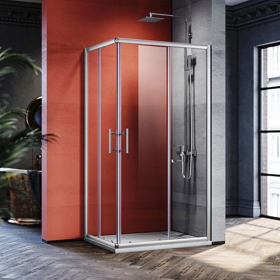 Sirhona - Cabine de douche Entrée dangle Porte coulissante Verre trempé 6mm Installation réversible Profils An aluminium - 100x80x185cm