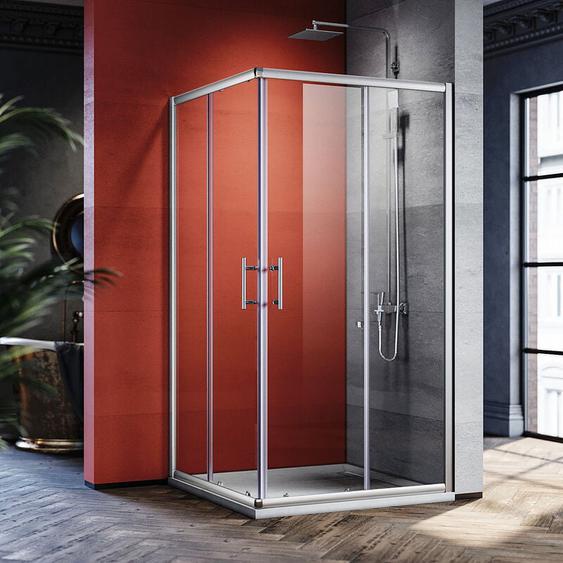 Cabine de douche Entrée dangle Porte coulissante Verre trempé 6mm Installation réversible Profils An aluminium - 90x90x185cm