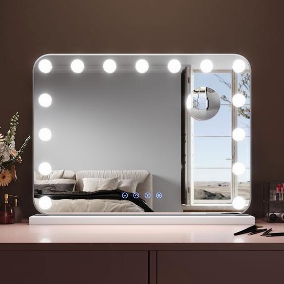 SIRHONA Miroir de Maquillage Mural avec RGB Lumineux pour Dressing Chambre à Coucher,Port de Charge USB & Enceinte Bluetooth