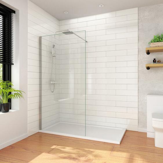 Sirhona - Paroi de Douche Walk-In Réglable 80 x 200 cm Verre 8mm Nano Transparent avec Barre de Stabilisation 100 cm - FWR80-M