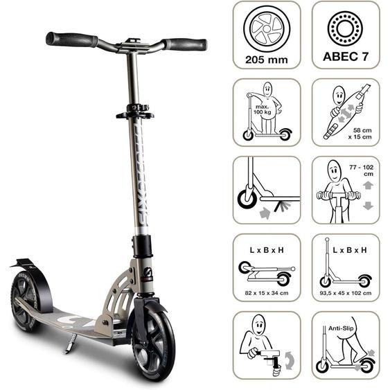 Six Degrees Trottinette Aluminium 205 Mm Gris