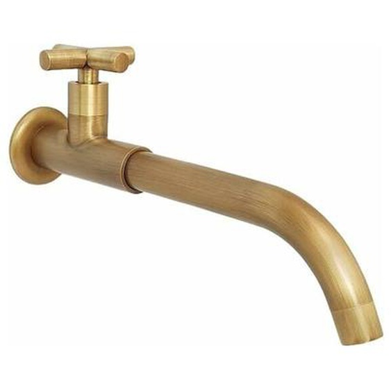 Sjqka - Robinet de Mural Eau Froide Laiton, Robinet de Jardin Long Antique, Pivotant à 360° Mélangeur avec Croix Poignée pour Cuisine évier à