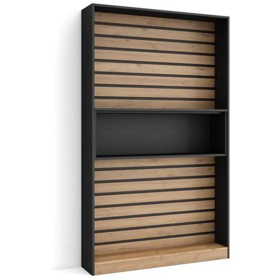 Étagère Bibliothèque, Étagère de Rangement, 110x186x25cm, Salon Salle à manger Bureau, Chêne et noir, RF2323