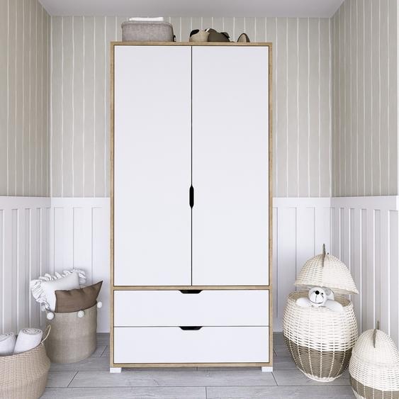 Skye Decor, armoire haut de gamme, 90 x 183 x 45 cm, 100 % aggloméré mélaminé, épaisseur 18 mm, nombreuses étagères, fixation murale possible, disponible en noyer clair et blanc, design scandinave.