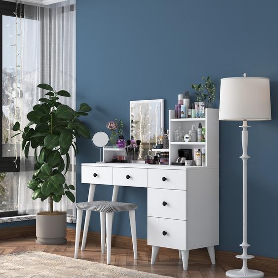 Skye Decor, BJ101 - 2294, Coiffeuse, 100 % PANNEAUX DE MÉLAMINE REVÊTU, blanc, 122,2 x 40 x 93,8 cm