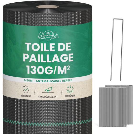 Skylantern - Lot Toile de Paillage 50M 130g/m² + 100 Sardines de Fixation