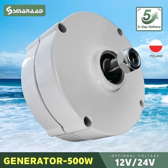 SMARAAD Générateur éolien PMG 500W 12V 24V 750 tr/min AC/DC, Dynamo magnétique, Alternateur hydroélectrique, Éolienne à énergie libre