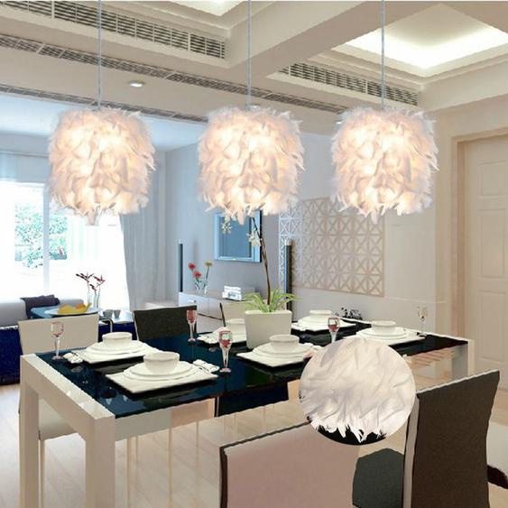 SNOGOLD Lustre Suspension en Plumes Blanche, Lustre Moderne E27 Luminaire - Lampe de Plafond pour Salon Chambre - Ø22*H25cm