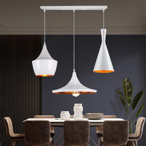 SNOGOLD Suspension Industrielle Lustre Vintage Forme Instrument de Musique Blanc Or - 3 E27 Luminaire pour Salon Restaurant Cuisine