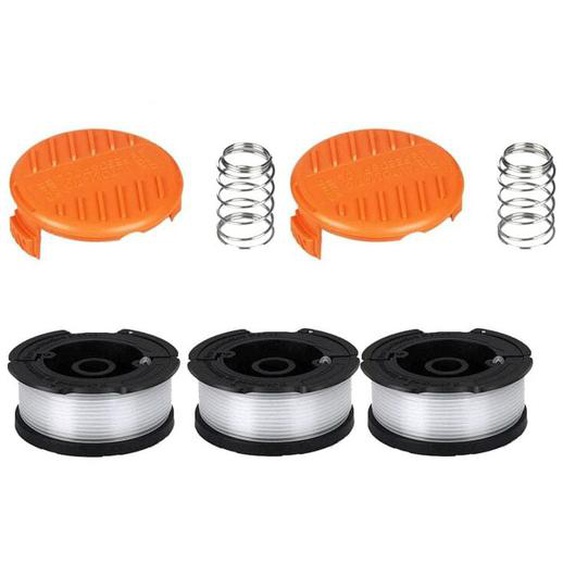 SNQ - Bobine de coupe-bordure Black & Decker, bobine de coupe-bordure de 0,2 cm (3 fils de coupe-bordure, 2 capuchons, 2 ressorts)