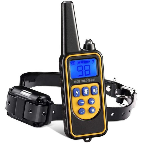 SNQ - Collier de Dressage pour Chiens Rechargeable, Portée de 1000m, avec Mode Vibration, Son, Choc Statique et Lumière, IPX67 Résistant à LEau,