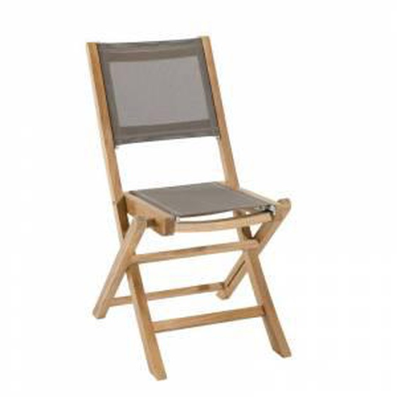 SO INSIDE Lot de 2 chaises de jardin pliantes en teck & textilène couleur taupe Summer