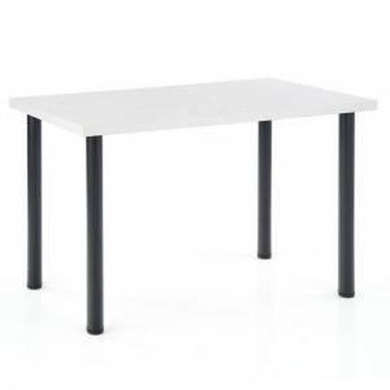 SO INSIDE Table 120x60cm avec plateau blanc et pieds ronds noirs en métal RIGEL