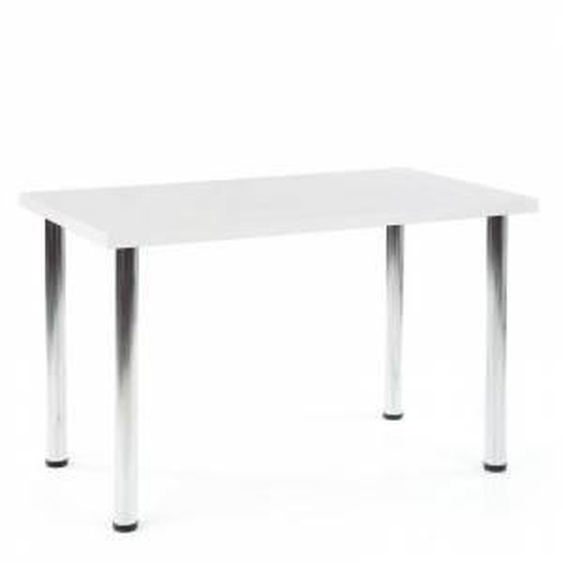 SO INSIDE Table 120x60cm avec plateau blanc mat et pieds ronds en métal chromé RIGEL