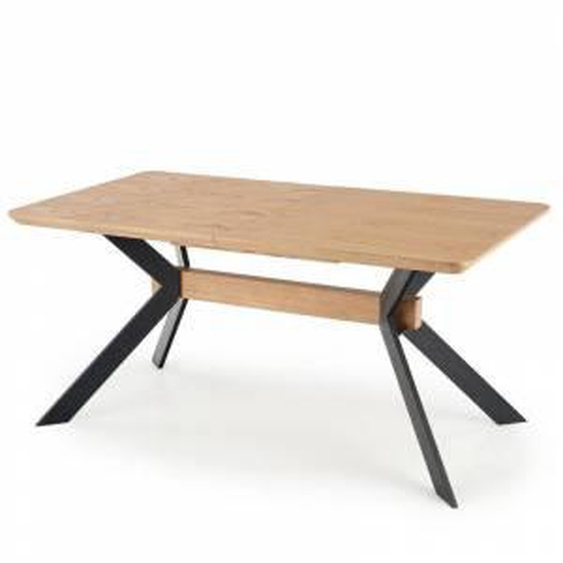 SO INSIDE Table à manger extensible 160-220cm aspect chêne et métal noir OGMA
