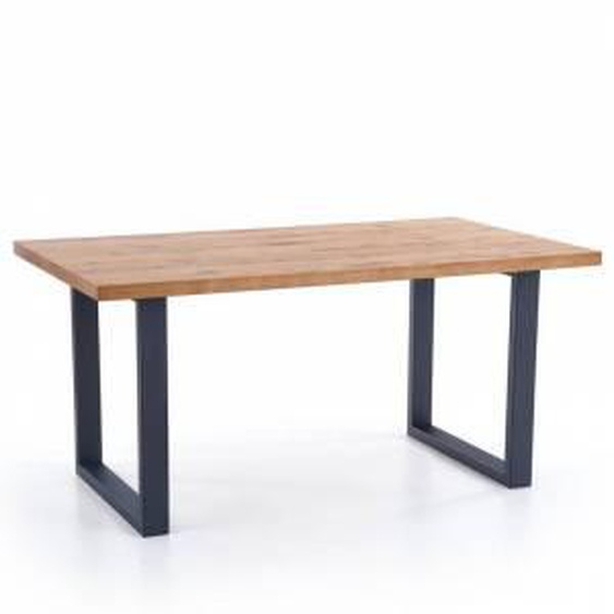 SO INSIDE Table à manger extensible 160-250cm avec plateau aspect chêne clair et pieds métal noir Melly