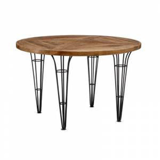 SO INSIDE Table à manger ronde bois et métal 120 cm Vienna