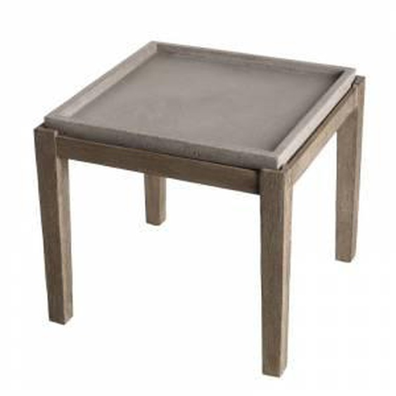 SO INSIDE Table dappoint de jardin carrée en béton 53x53cm & pieds en bois dacacia marron Noémie