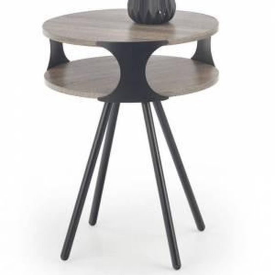 SO INSIDE Table dappoint design aspect chêne foncé avec finitions et pieds en acier noir TELESTO