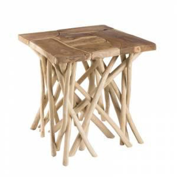 SO INSIDE Table dappoint design teck et bois flotté 55cm Woody