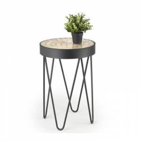 SO INSIDE Table dappoint ronde métal et bois design Umea 41x59cm