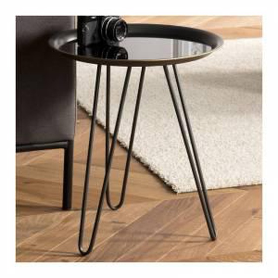 SO INSIDE Table dappoint ronde noire et dorée en métal avec pieds design GALICE