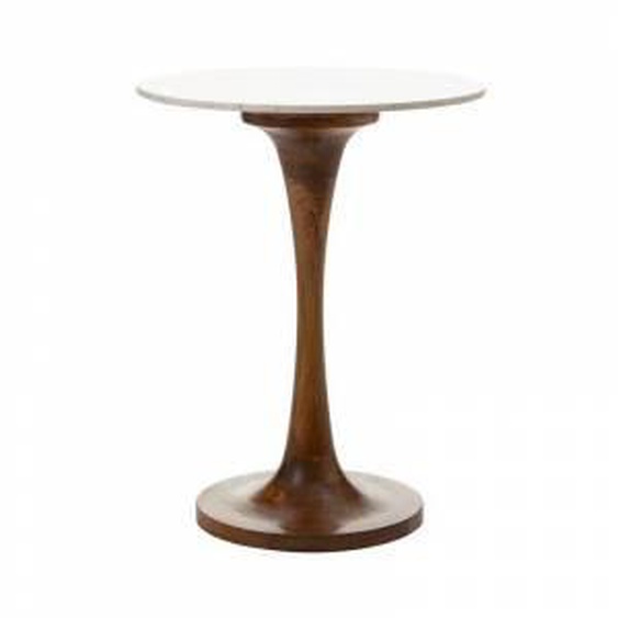 SO INSIDE Table de bar ronde manguier et marbre 60cm Harlow