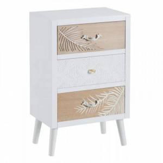 SO INSIDE Table de chevet blanc-natural bois de pin 45 x 30 x 71 cm Cassie