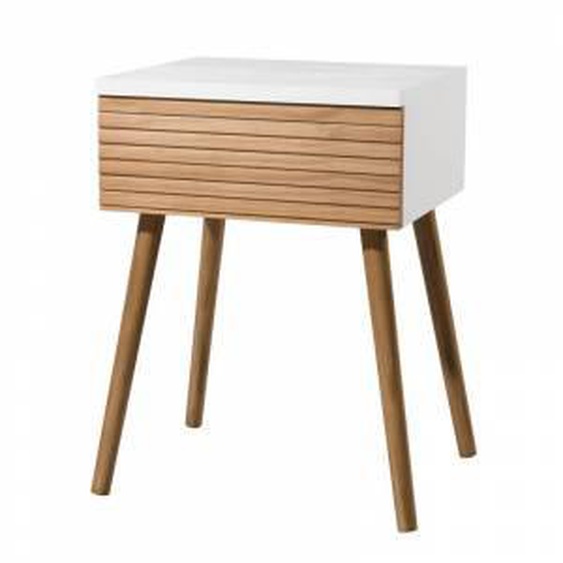 SO INSIDE Table de chevet design scandinave bois et blanc Ella