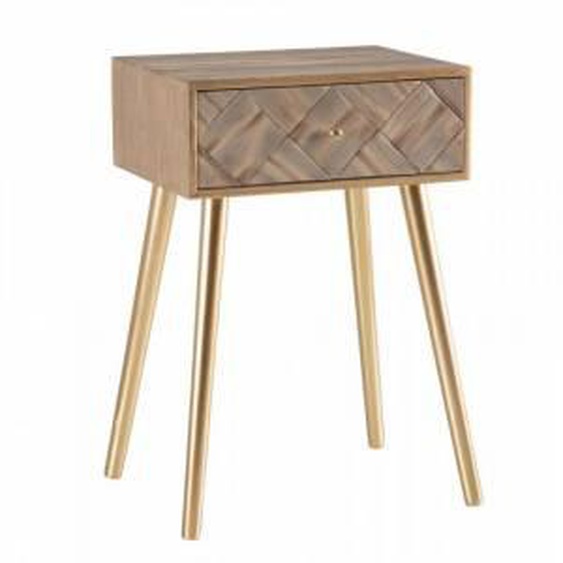 SO INSIDE Table de chevet en bois avec un tiroir et pieds dorés IZZY