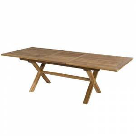 SO INSIDE Table de jardin rectangulaire pieds croisés extensible 180/240x100x75cm en teck Summer