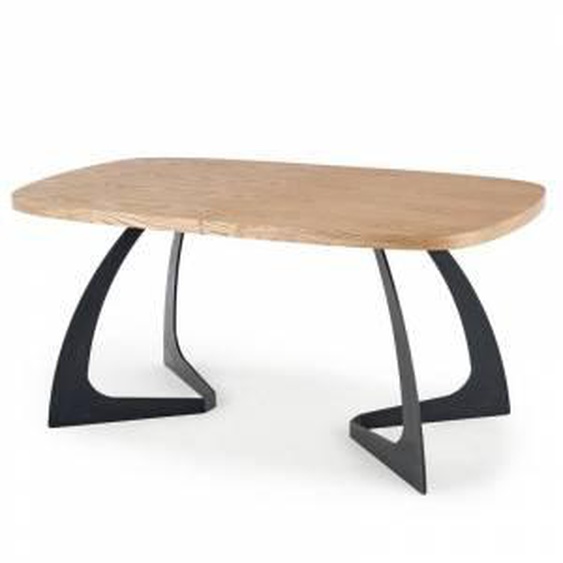 SO INSIDE Table de salle à manger extensible aspect chêne avec pieds design en métal noir CYBELE