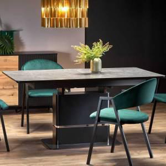 SO INSIDE Table de salle à manger extensible avec pied central design noir et métal CORVI