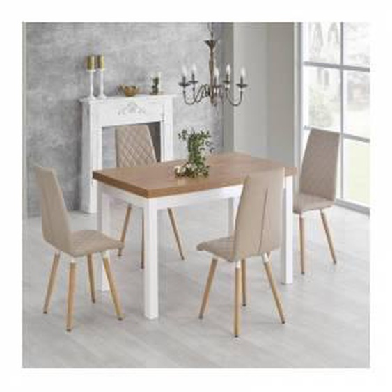 SO INSIDE Table design scandinave bois et MDF blanc 140-220/80/76 cm Meryl