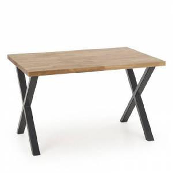 SO INSIDE Table industrielle 140cm extensible plateau chêne et pieds métal Vinus