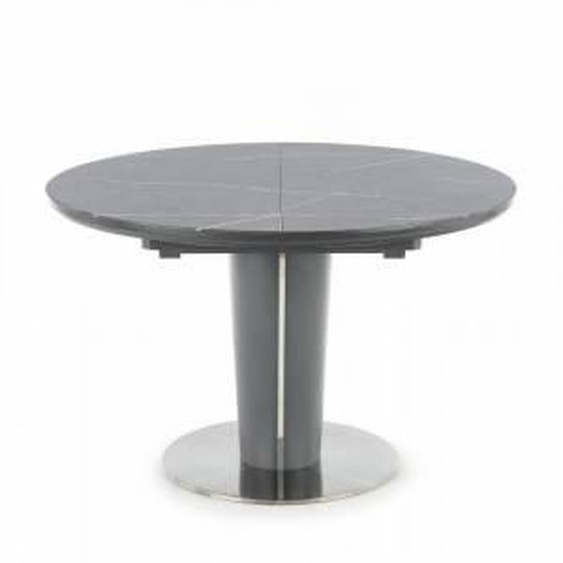 SO INSIDE Table ronde grise style marbre 120-160cm avec rallonge et pied central Calvi